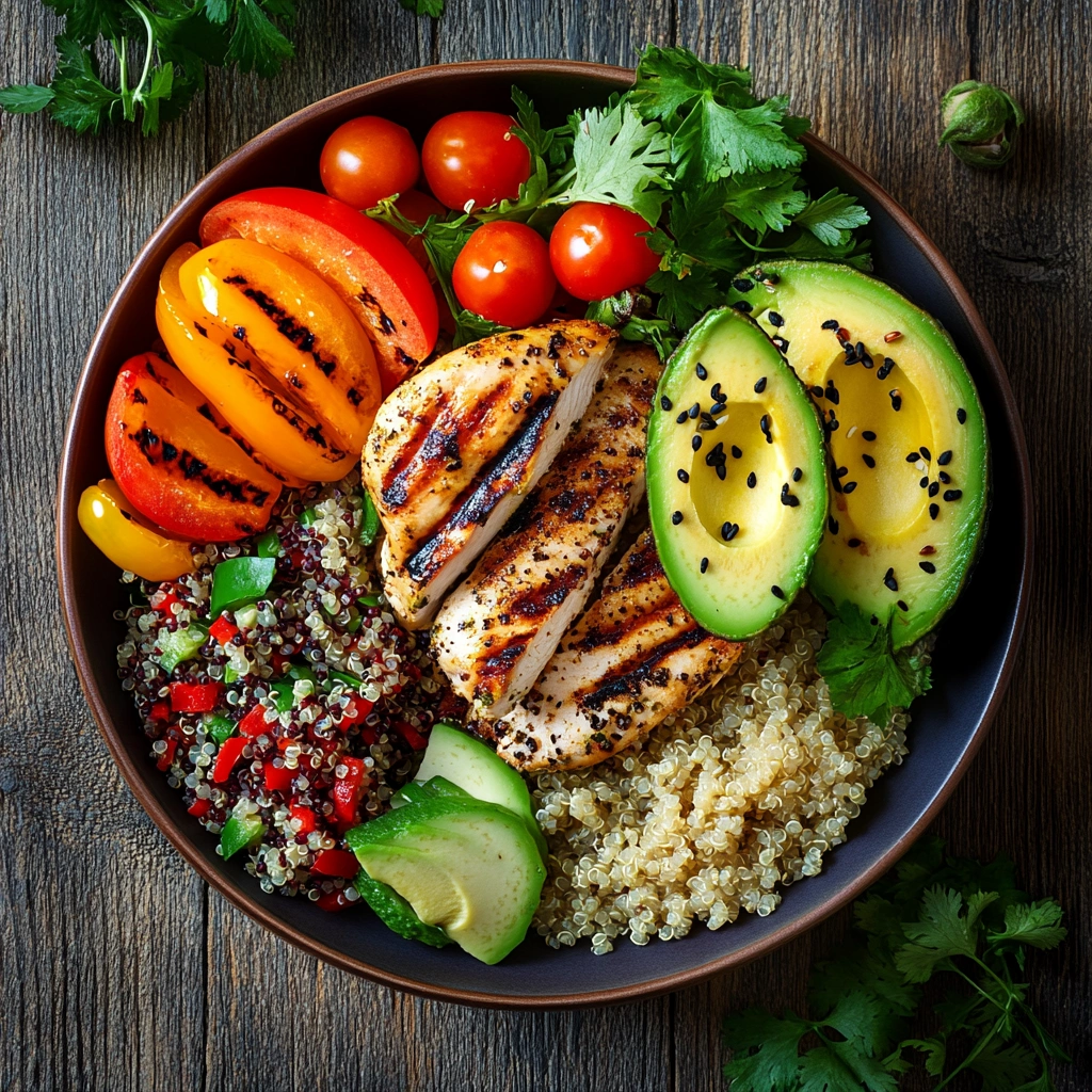 Здорова їжа на столі - свіжі овочі та збалансована страва